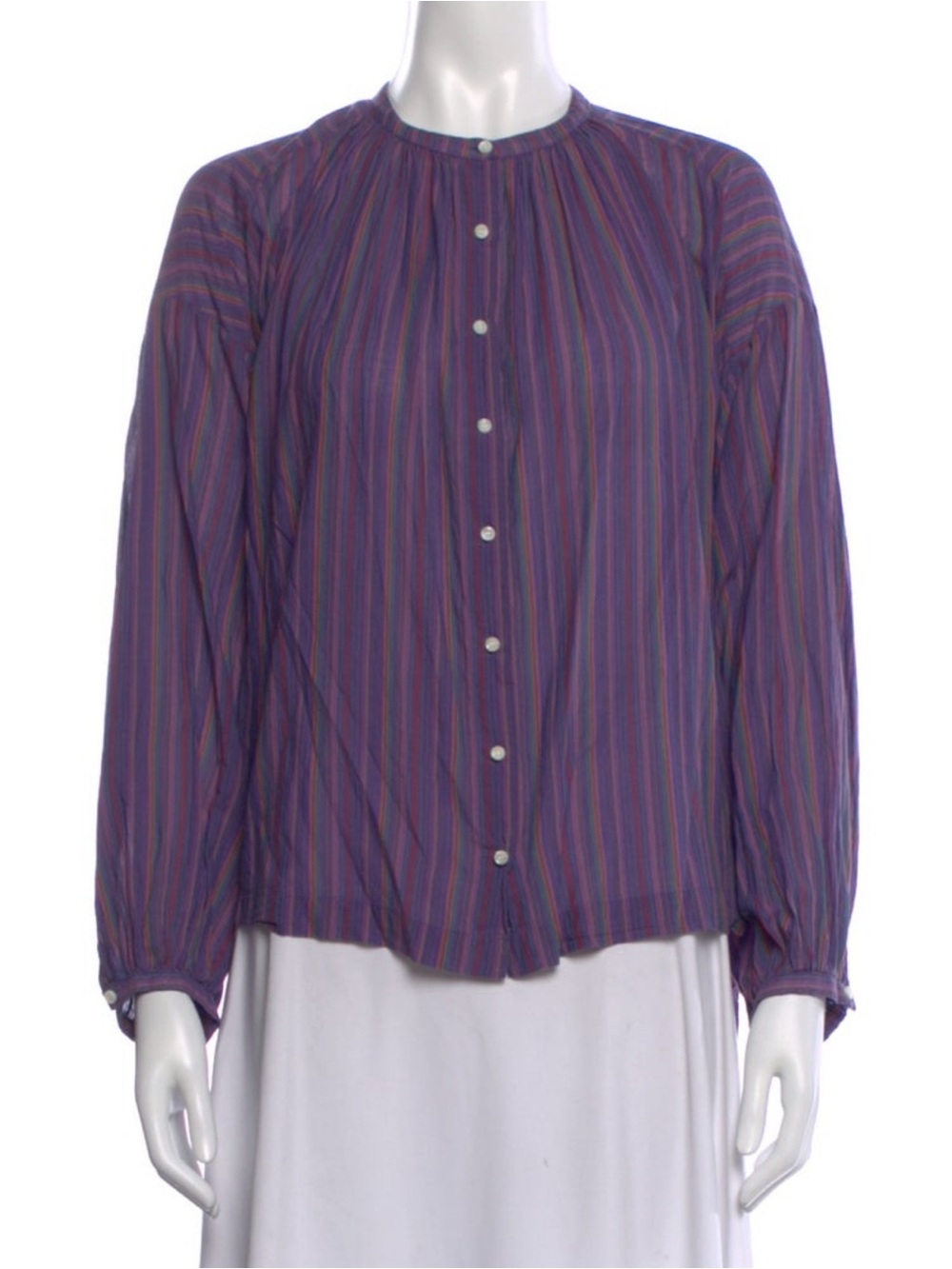 Doen Purple Multistripe Button-Front Blouse